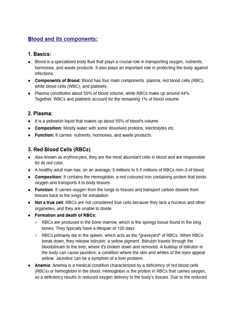 Components of Blood and Human Nutrition (First Step) | PDF | Blood Type ...