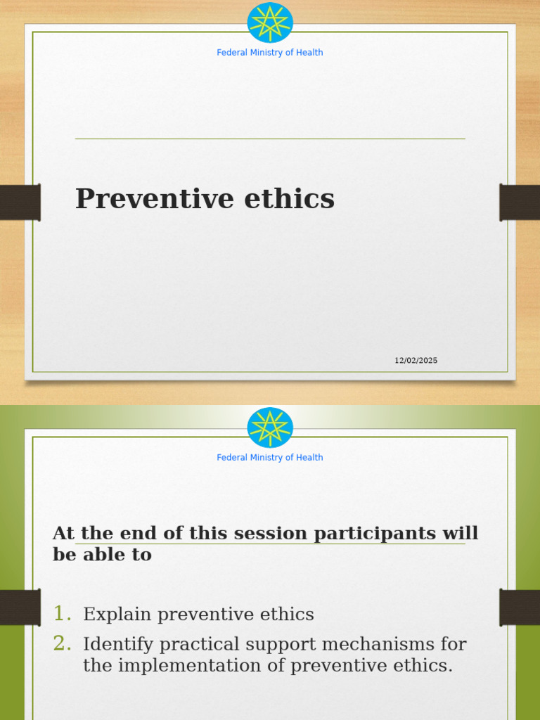 L7 Preventive Ethics | PDF | Health Human Resources | Evaluation