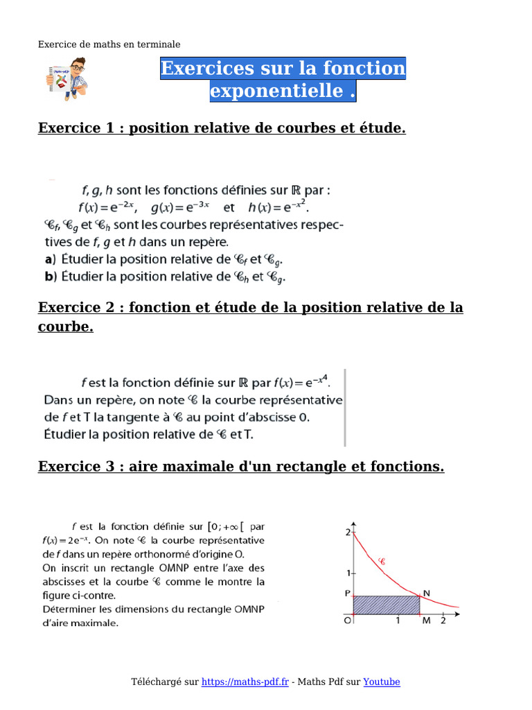 Exercices de maths sur l'exponentielle | PDF