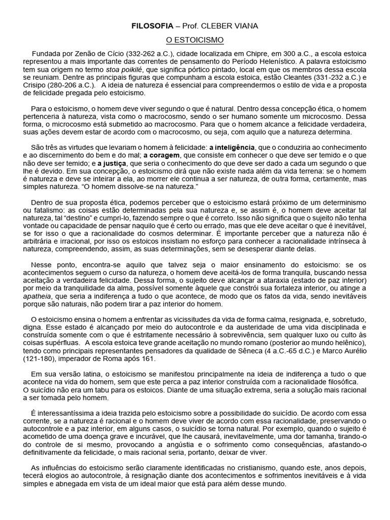 Estoicismo: Filosofia da Aceitação e Felicidade | PDF | Estoicismo ...