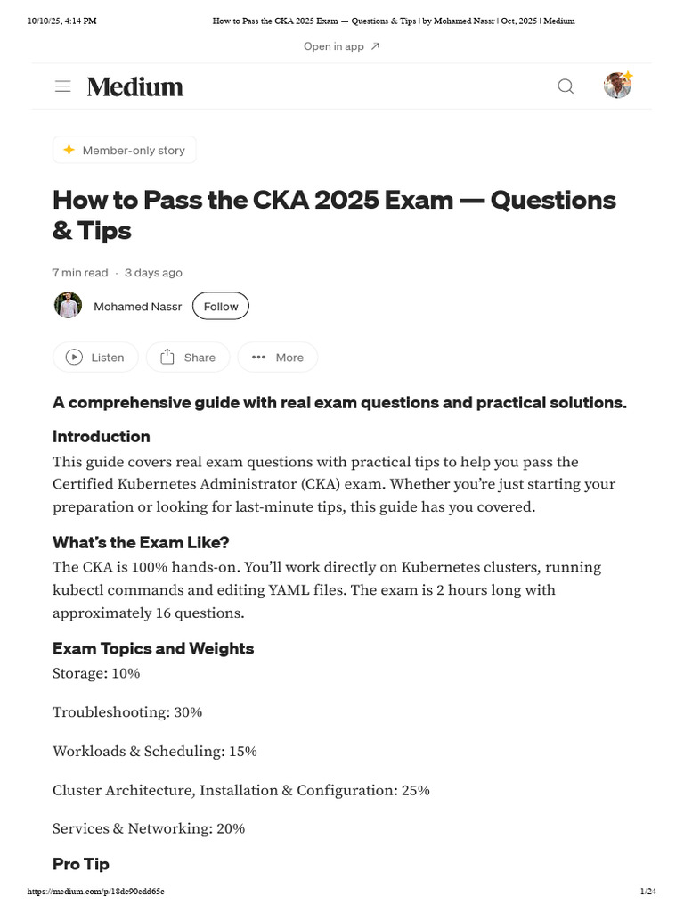 CKA 2025 Exam Guide: Questions & Tips | PDF | Computer Engineering ...