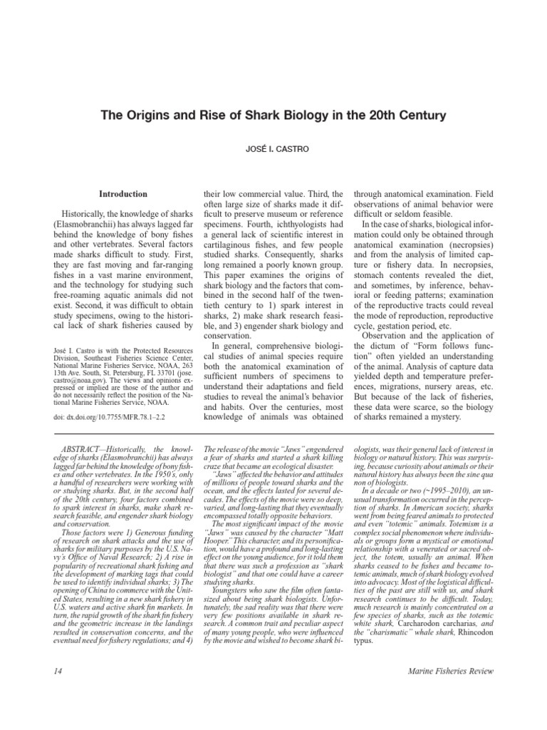 Evolution of Shark Biology Research | PDF | Sharks | Flight