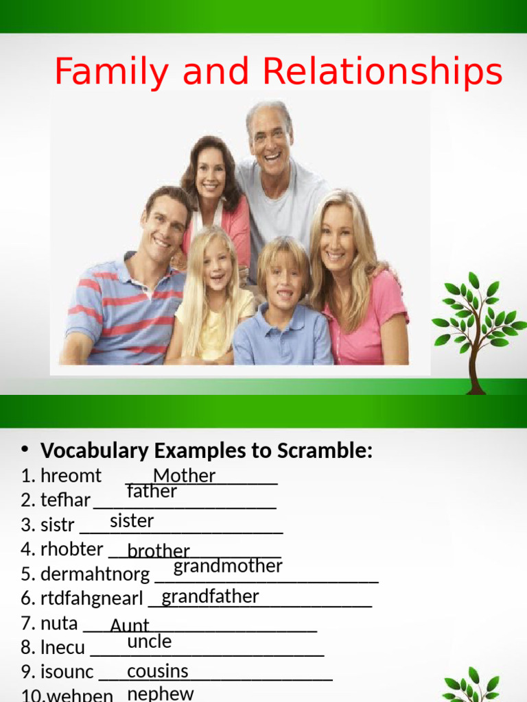 Family Vocabulary and Activities Guide | PDF | Grandparent | Family