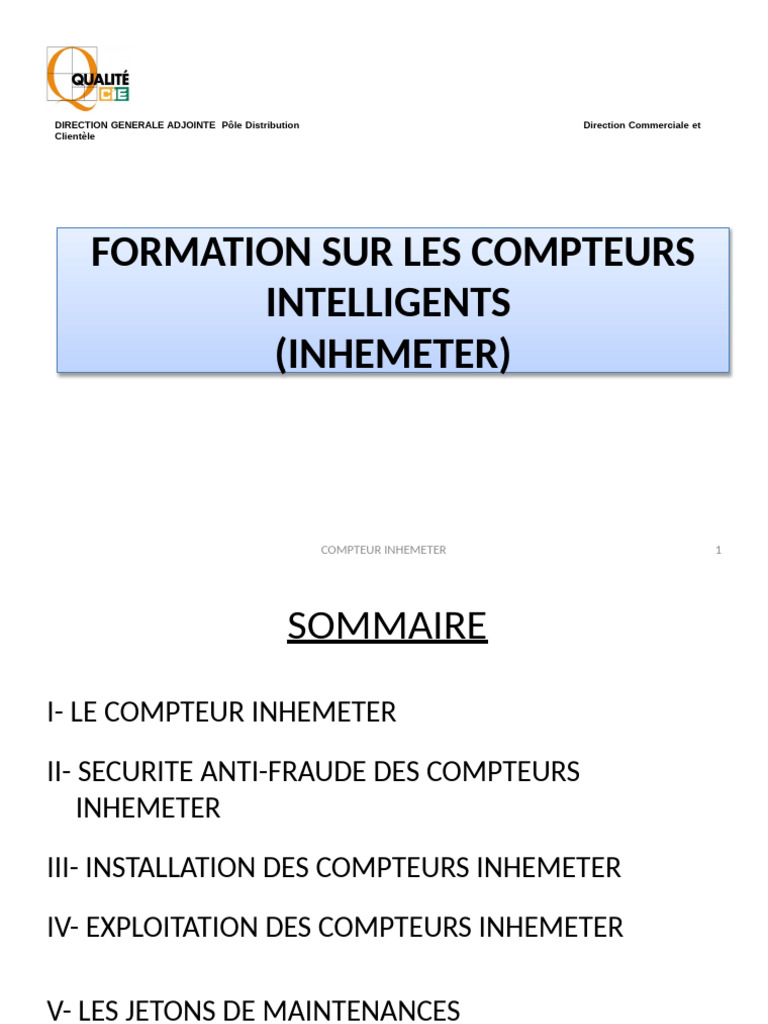 Formation sur les Compteurs Inhemeter | PDF | Ingénierie de l'énergie ...