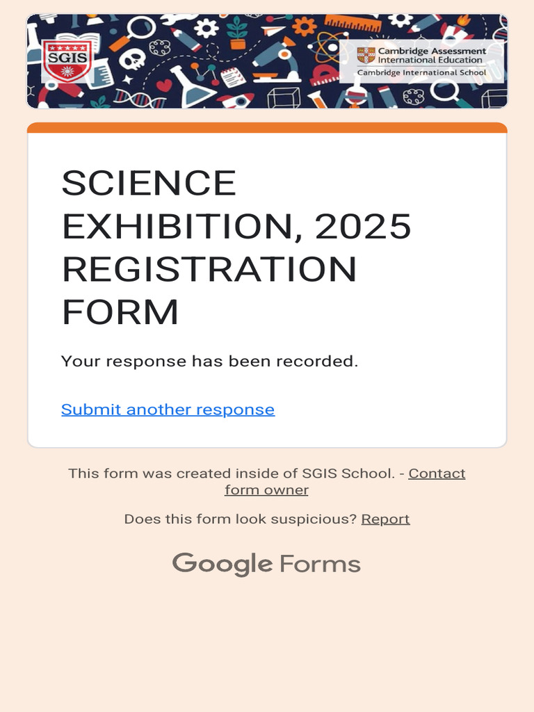 2025 Science Exhibition Registration Form | PDF