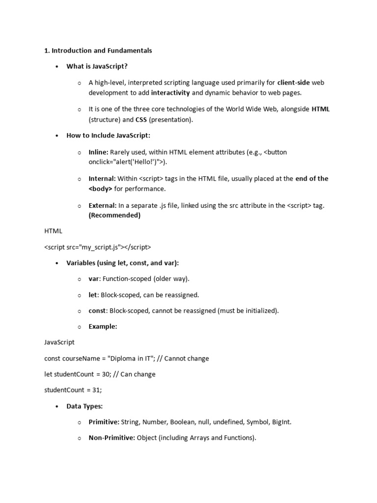JavaScript Basics: Syntax and DOM Manipulation | PDF | Document Object ...