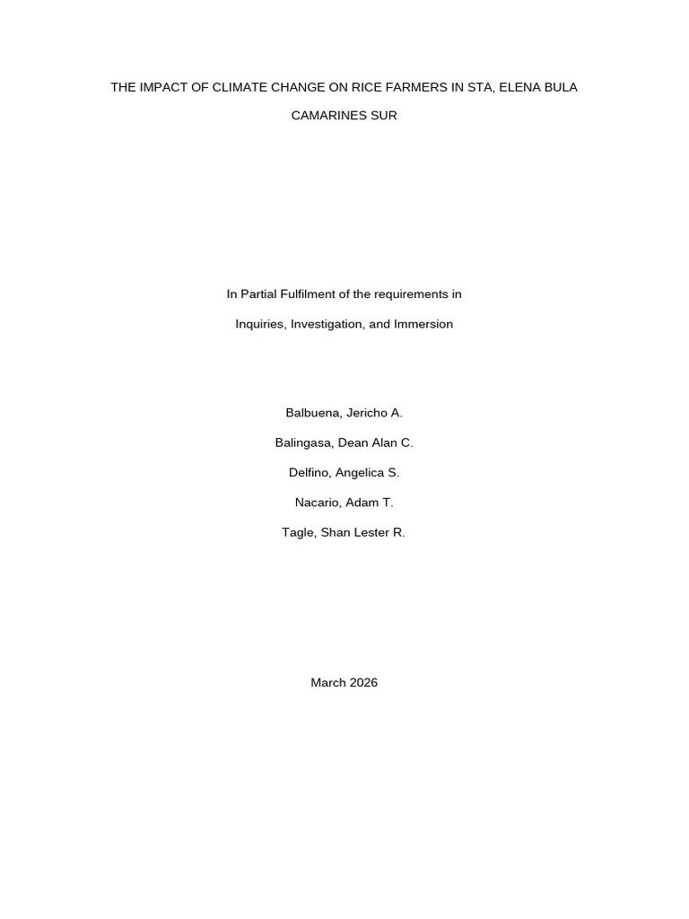 Climate Change Effects on Rice Farmers | PDF | Agriculture | Rice