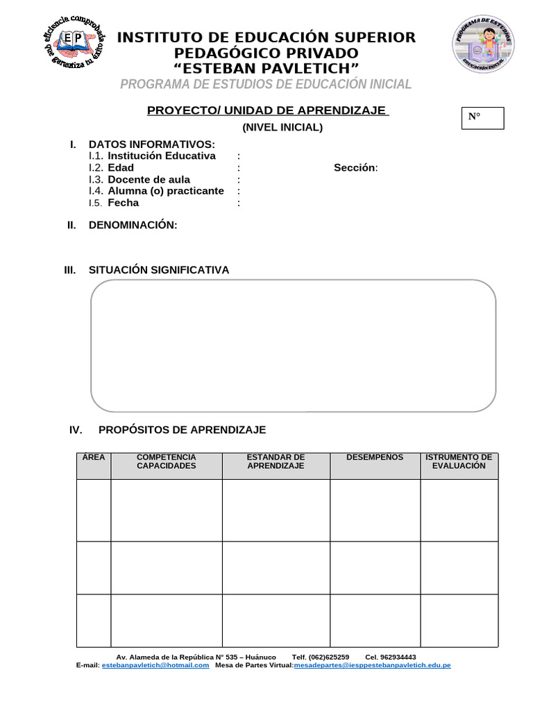Proyecto de Aprendizaje Inicial | PDF | Educación de la primera ...