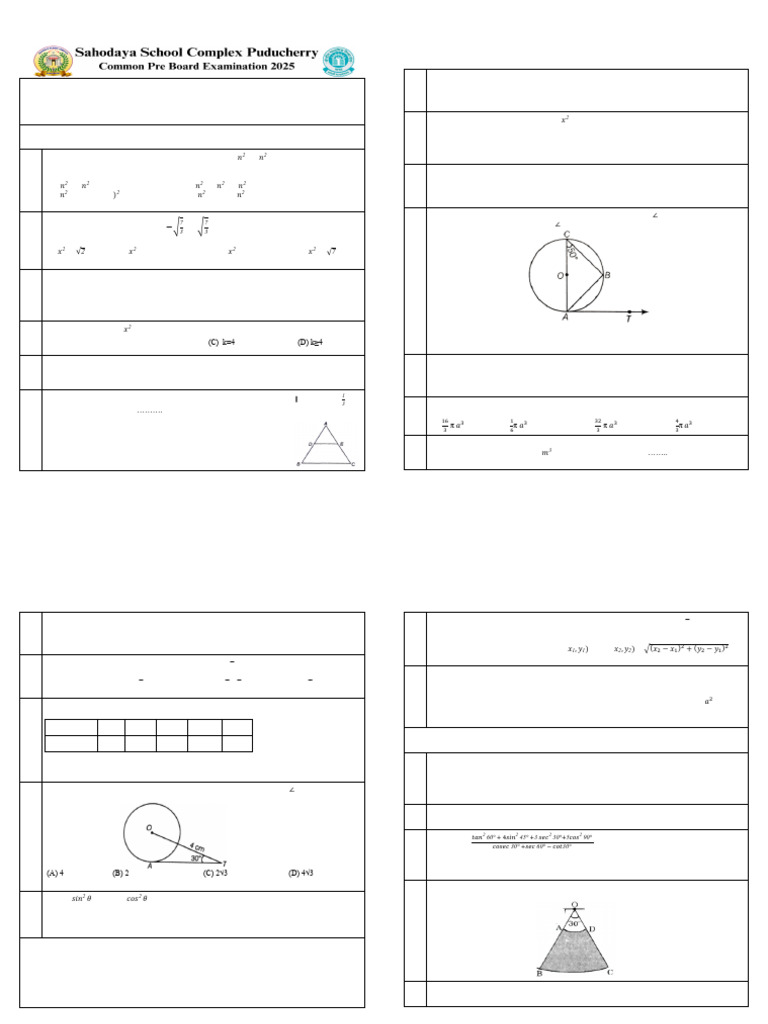 Class X Mathematics Exam Paper 2024-25 | PDF | Circle | Triangle
