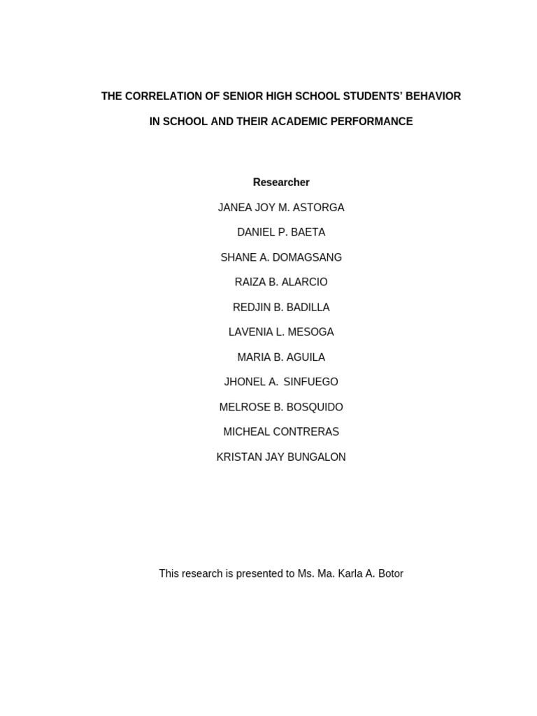 Student Behavior and Academic Performance | PDF | Methodology ...