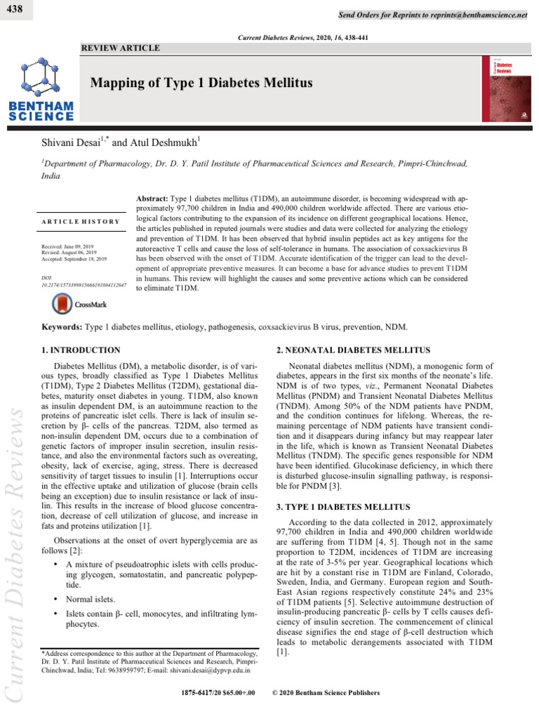 Mapping Type 1 Diabetes Causes and Prevention | PDF | Diabetes | Insulin