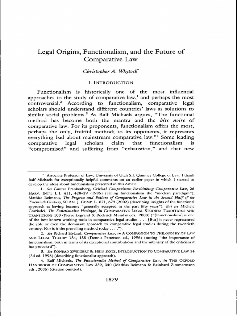 Legal Origins, Functionalism, and The Future of Comparative Law ...