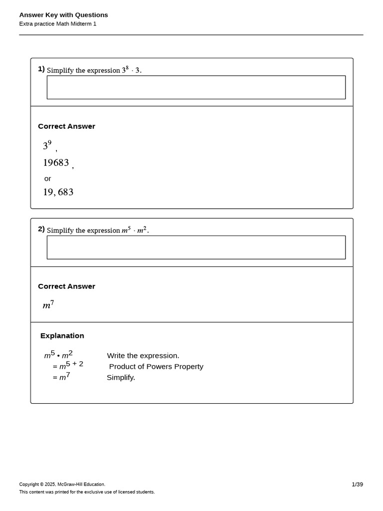 Math Midterm 1: Simplification Practice | PDF | Square Root | Rational ...