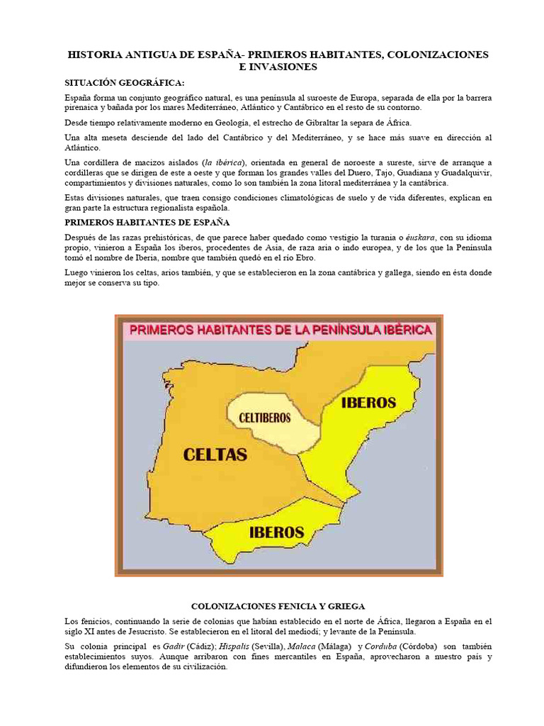 Historia Antigua de España: Poblaciones y Conquistas | PDF | España ...