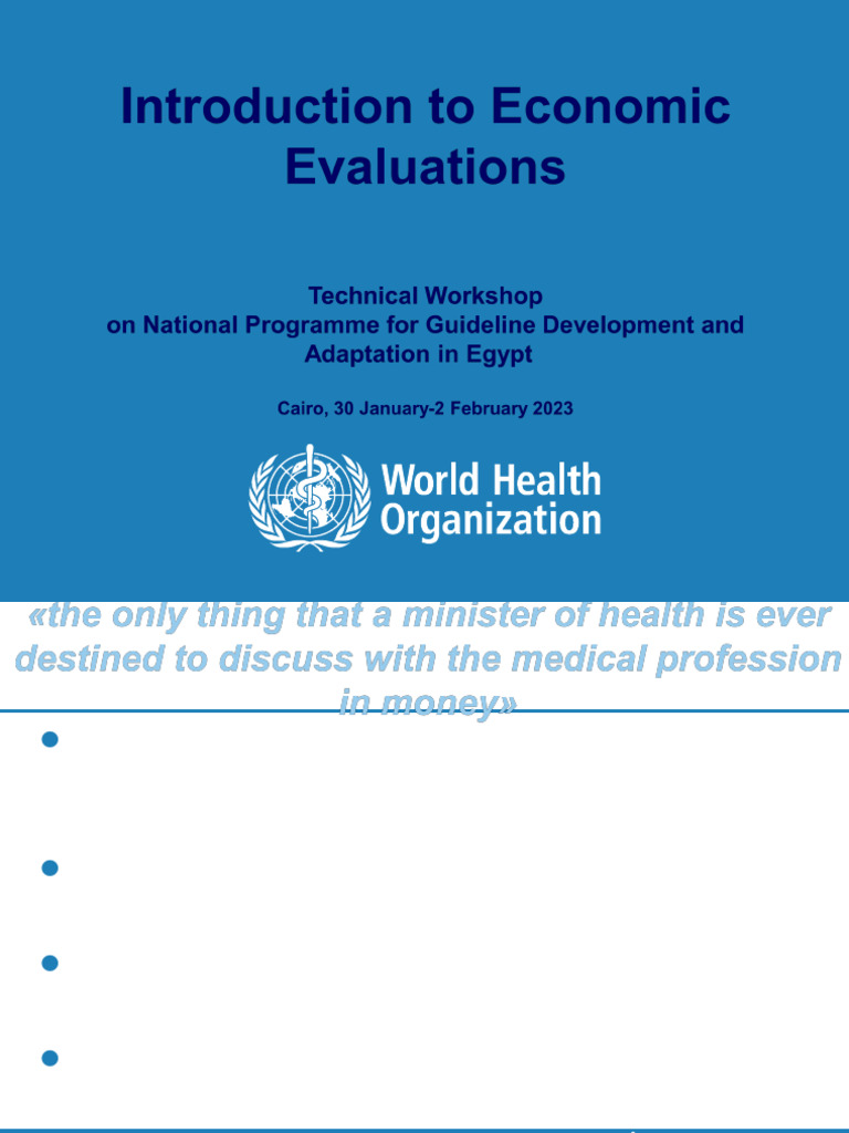 Economic Evaluations for Health Guidelines | PDF | Evaluation | Risk