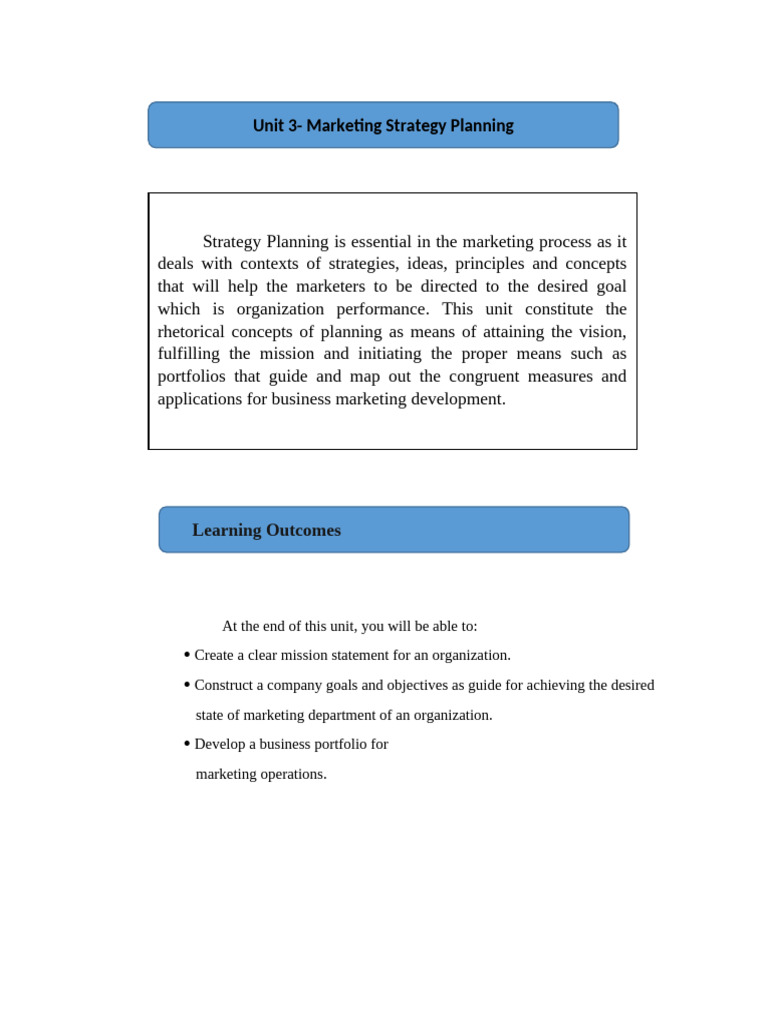 Marketing Strategy Planning Guide | PDF | Strategic Planning | Marketing