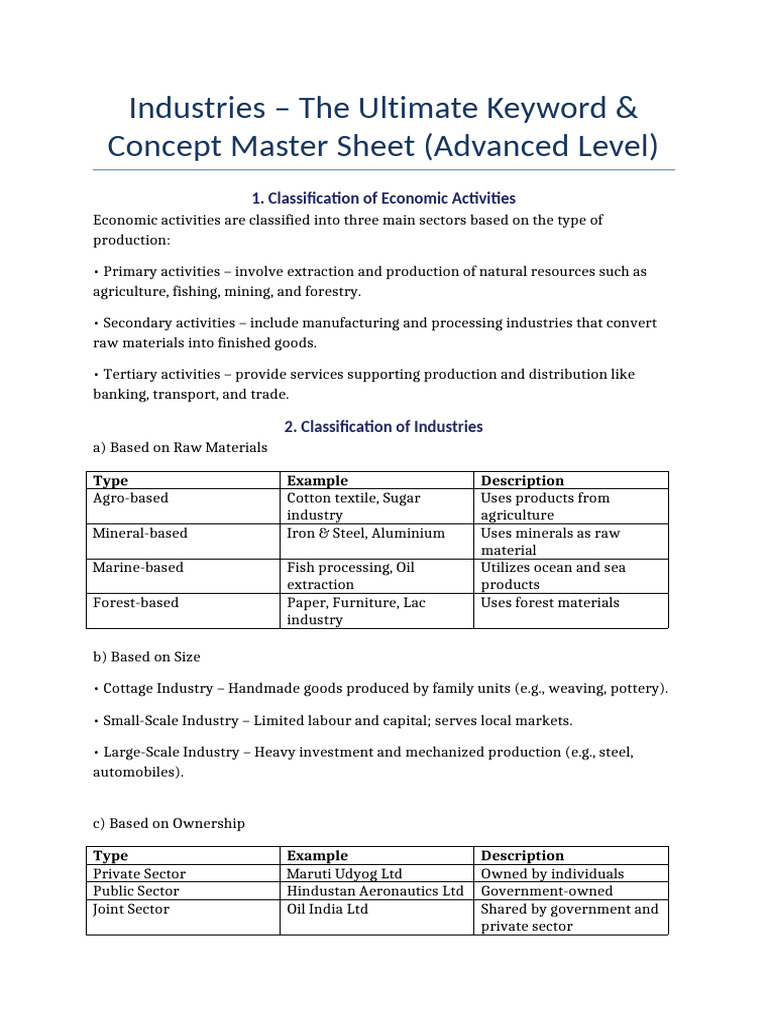 Industries_Keyword_and_Concept_Master_Sheet | PDF | Economies