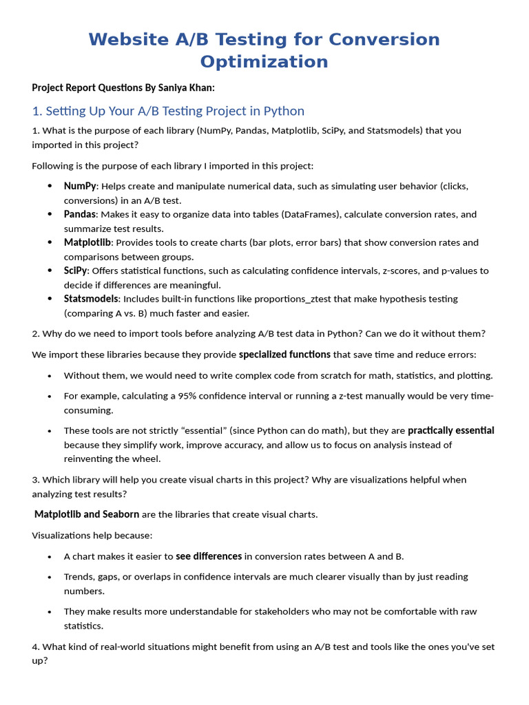 A/B Testing for Conversion Optimization | PDF | P Value | Statistics