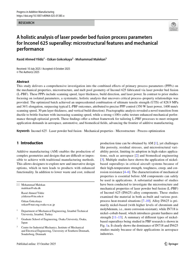 A Holistic Analysis of Laser Powder Bed Fusion Process Parameters For ...