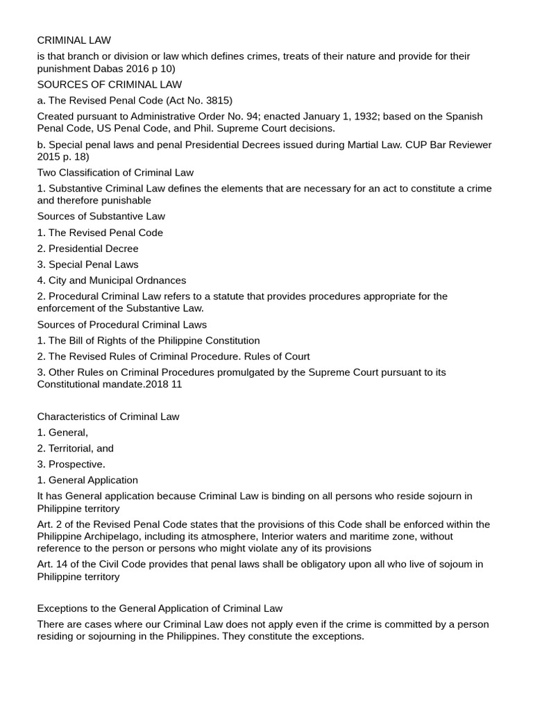 Overview of Philippine Criminal Law | PDF | Search And Seizure | Crimes