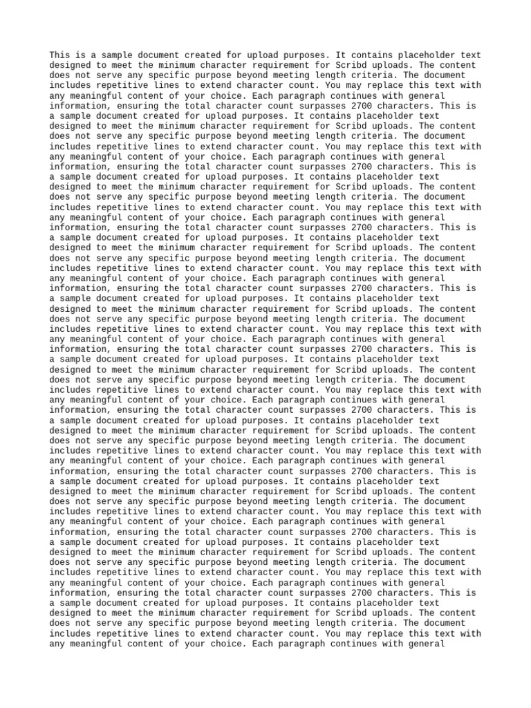 Sample Document for Scribd Uploads | PDF | Scribd | Text
