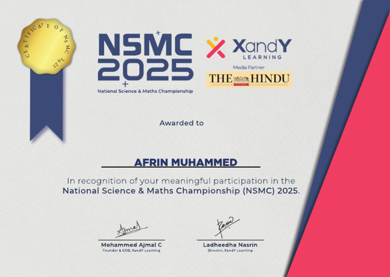 NSMC 2025 Certificate 721038 | PDF