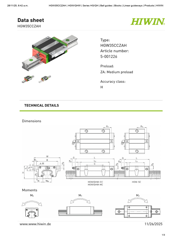 HGW35CCZAH _ HGW_QHW _ Series HG_QH _ Ball guides _ Blocks _