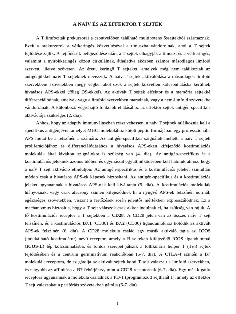 19-20 Naiv És Effektor T Sejtek 2025 | PDF
