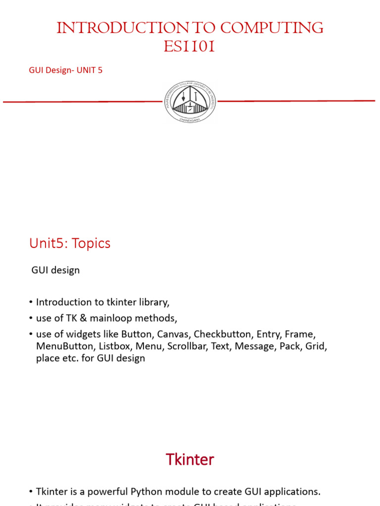 Tkinter GUI Design Basics in Python | PDF | Graphical User Interfaces ...
