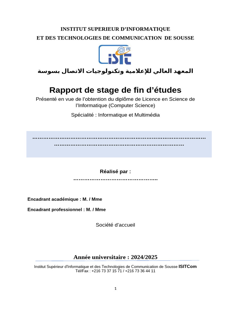 Rapport de stage en Informatique 2024 | PDF