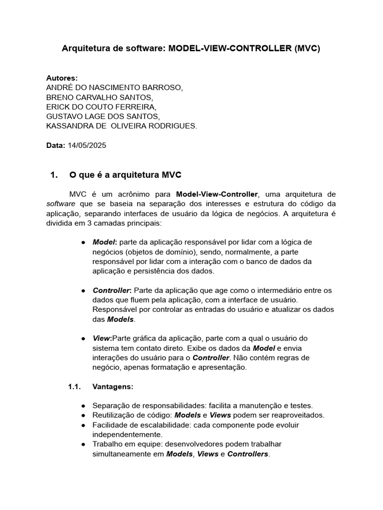Entenda a Arquitetura MVC em Software | PDF | Model-View – Controller ...