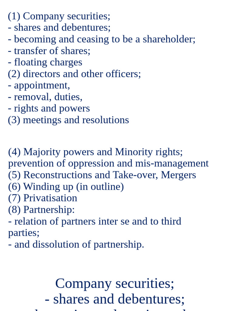 Company Law Note 1 | PDF | Securities (Finance) | Stocks