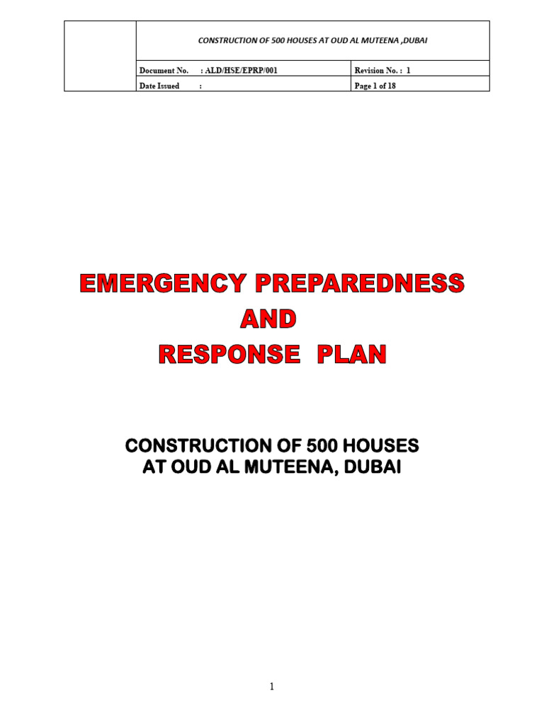 Emergency Prepardness & Response Plan | PDF | First Aid | Emergency