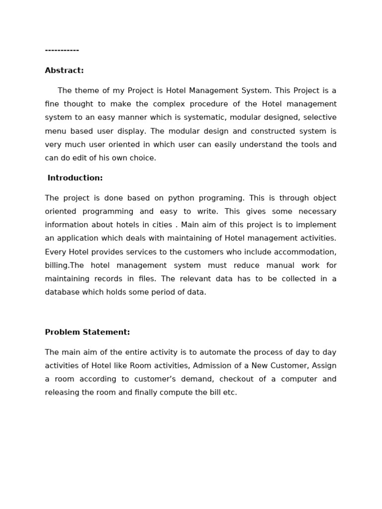Hotel Management System Overview | PDF | Unified Modeling Language ...