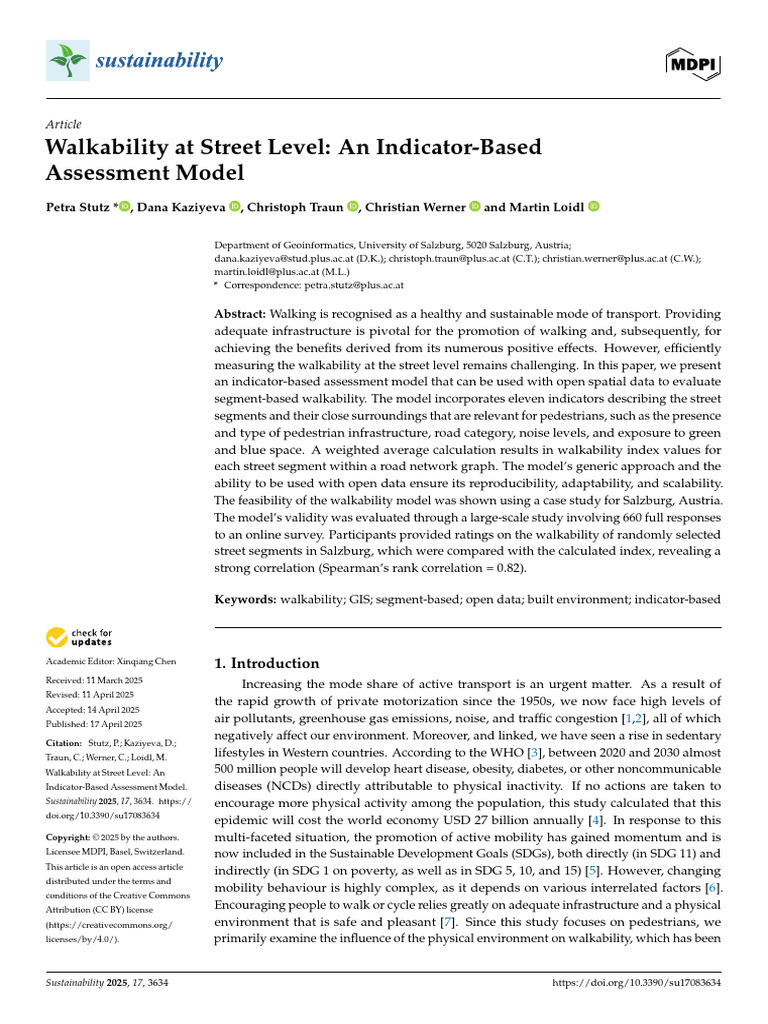 Walkability Assessment Model Using Indicators | PDF | Traffic