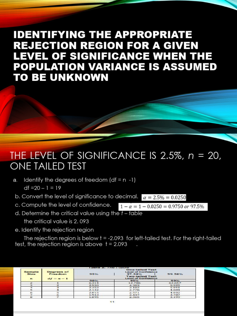 Rejection Regions for Statistical Tests | PDF | Degrees Of Freedom ...