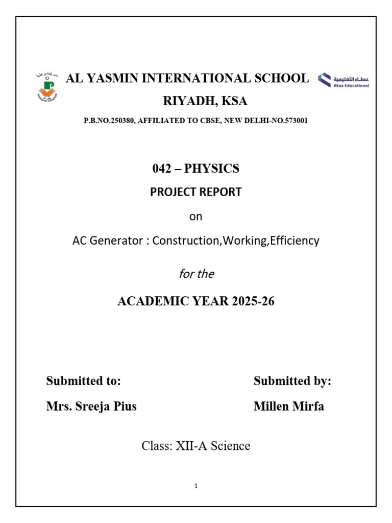 AC Generator Project Report: Construction & Efficiency | PDF ...