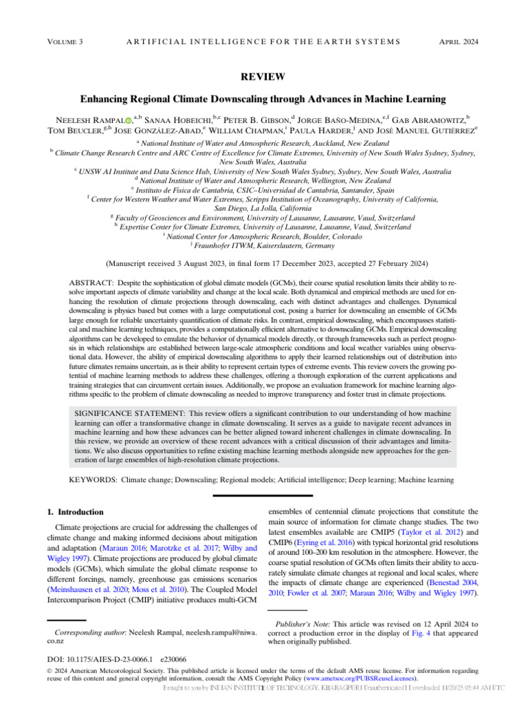 Machine Learning in Climate Downscaling | PDF | General Circulation ...