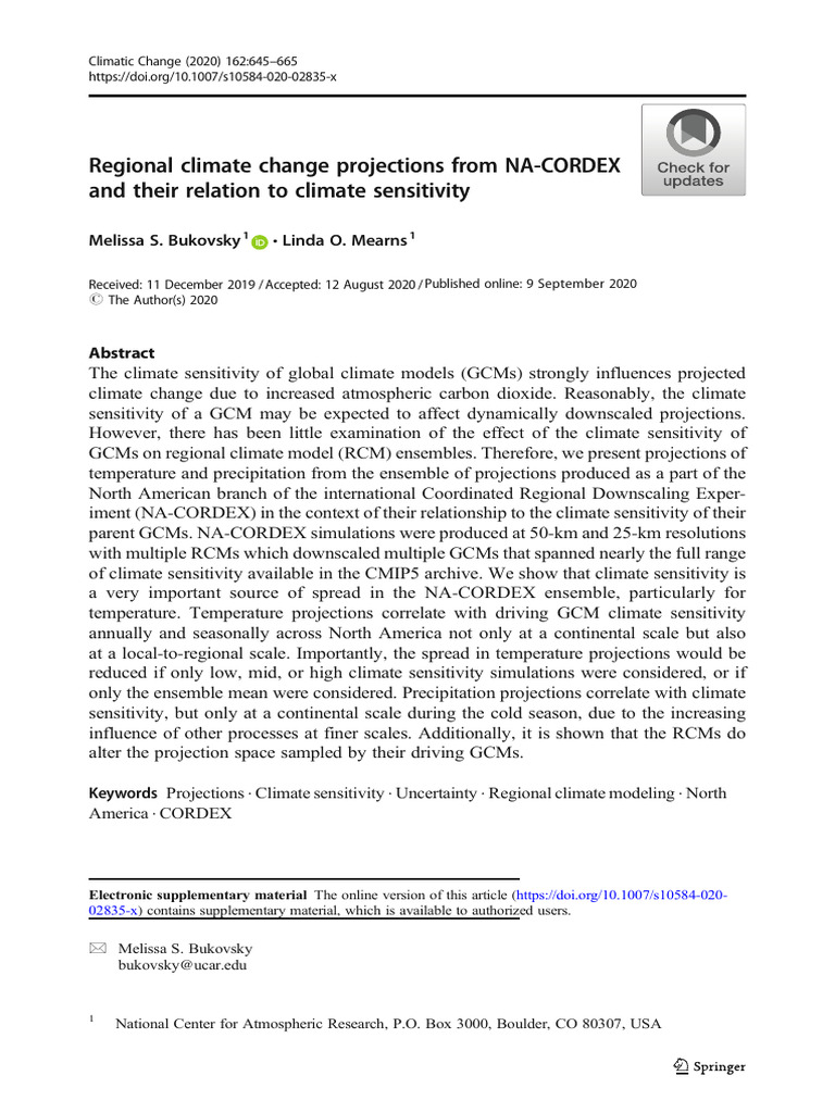 s10584-020-02835-x | PDF | General Circulation Model | Climate