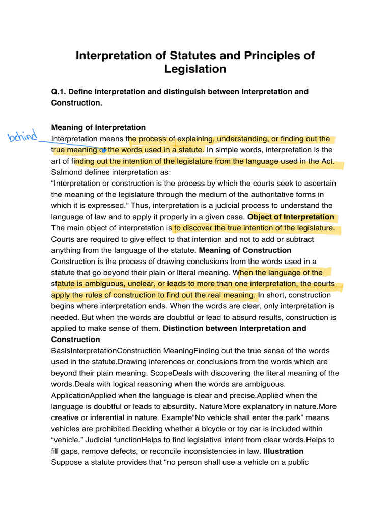 Statutory Interpretation vs. Construction | PDF | Statutory ...
