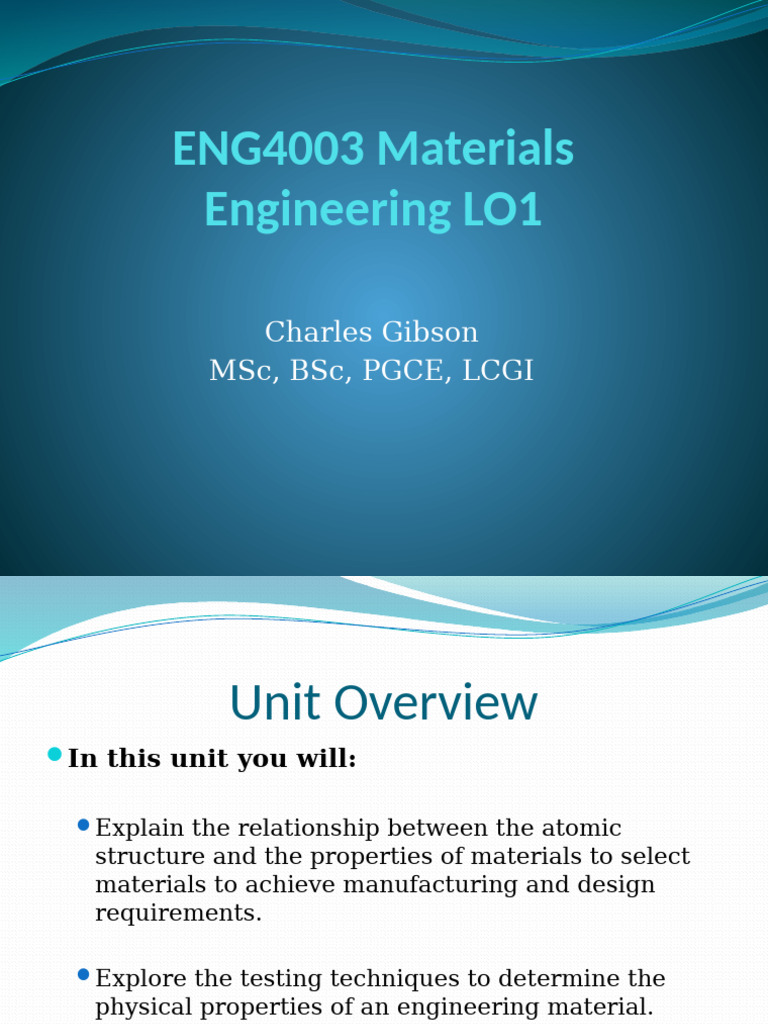 L01 - Structure and Properties of Materials | PDF | Chemical Bond ...