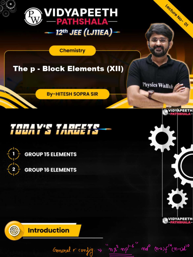 The P - Block Elements (XII) - 01 Class Notes | PDF