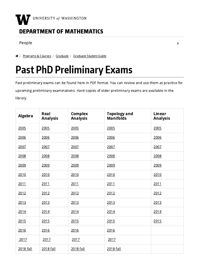 Past PhD Preliminary Exams in Math | PDF | Teaching Mathematics | Manifold