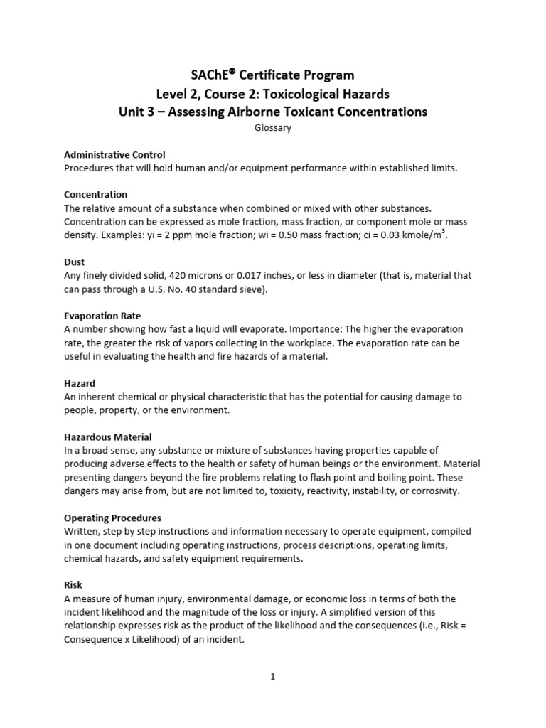 Level 2 Course 2 Unit 3 Glossary | PDF | Evaporation | Hazards