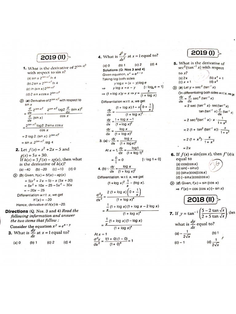 Differentiation Nda Pyq | PDF