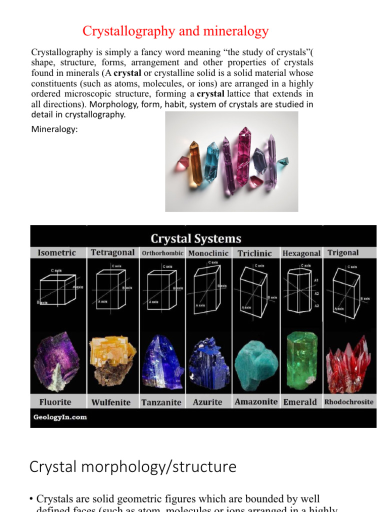 Crystallography and Mineralogy Overview | PDF | Crystal Structure ...