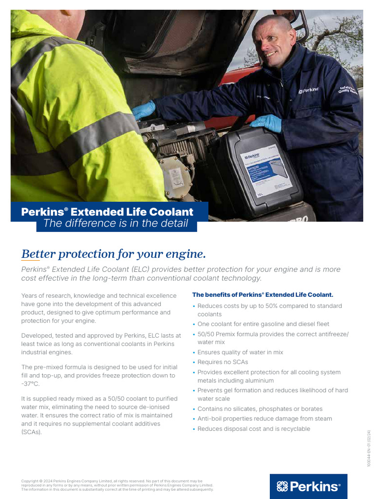 Perkins® Extended Life Coolant Benefits | PDF | Chemical Substances ...