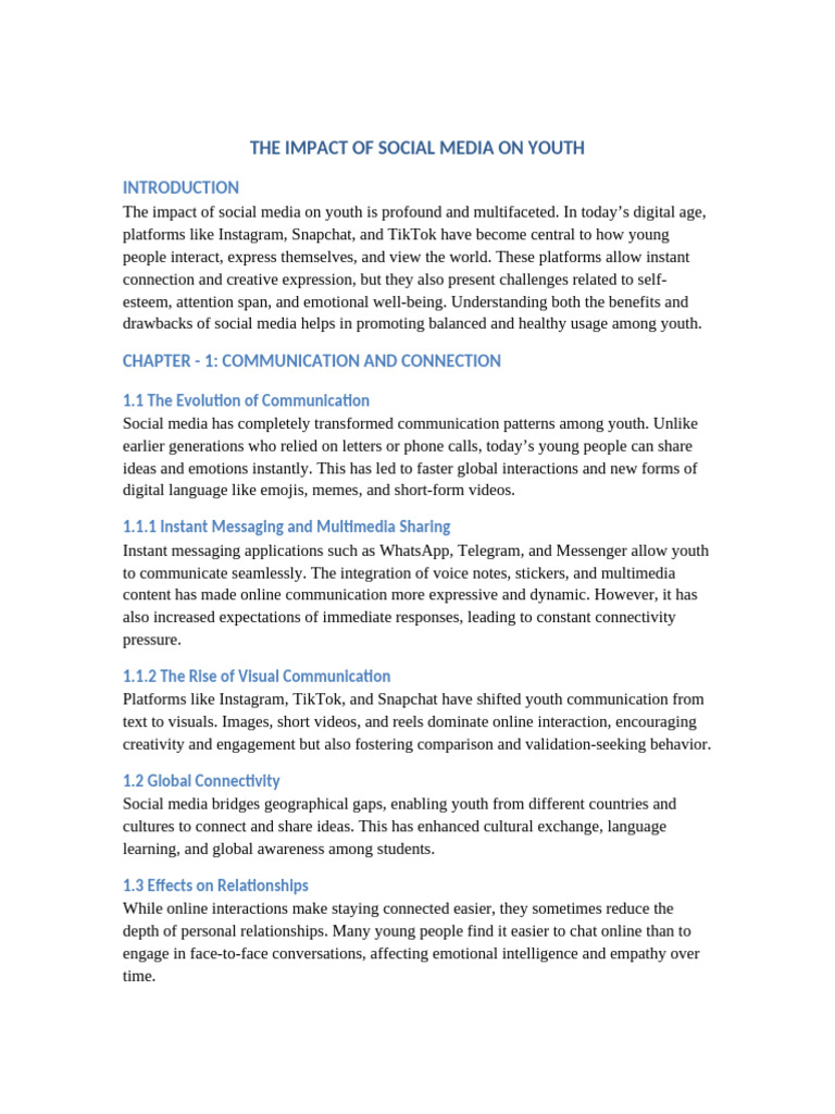 Effects of Social Media on Youth | PDF | Popular Culture & Media ...