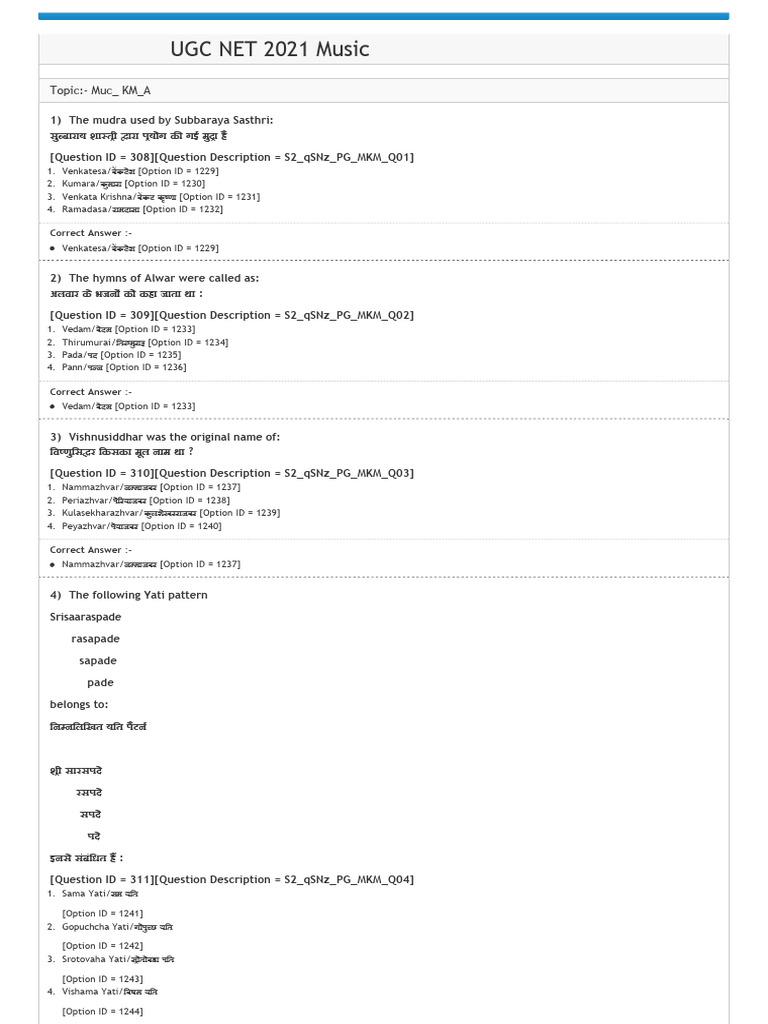 2021 Ugc Net Music | PDF