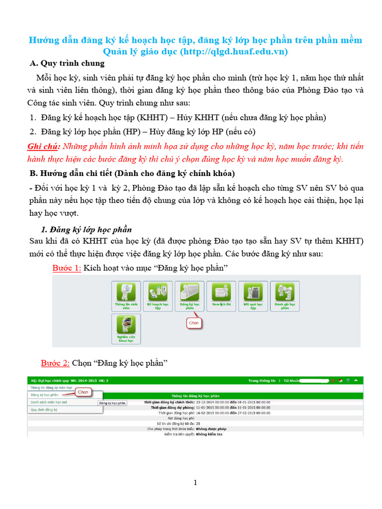 Huong Dan Dang Ky Tin Chi | PDF
